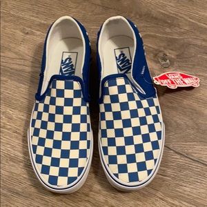 Vans Blue & White Checkerboard Slip-On Women’s 7.5